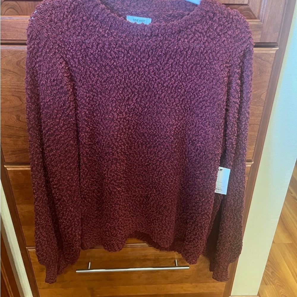 Nine West Deep Burgundy Knit Sweater XL NWT